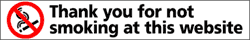 an internet bumper sticker with the text 'thank you for not smoking at this website'