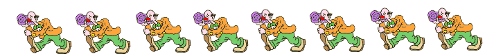 A gif divider of various clowns walking