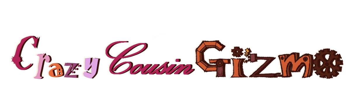 a custom logo with the text 'crazy cousin gizmo'