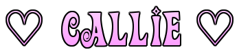 A pink logo with two hearts and the text 'callie'